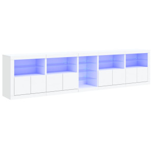 Aparador con luces LED blanco 283x37x67 cm H