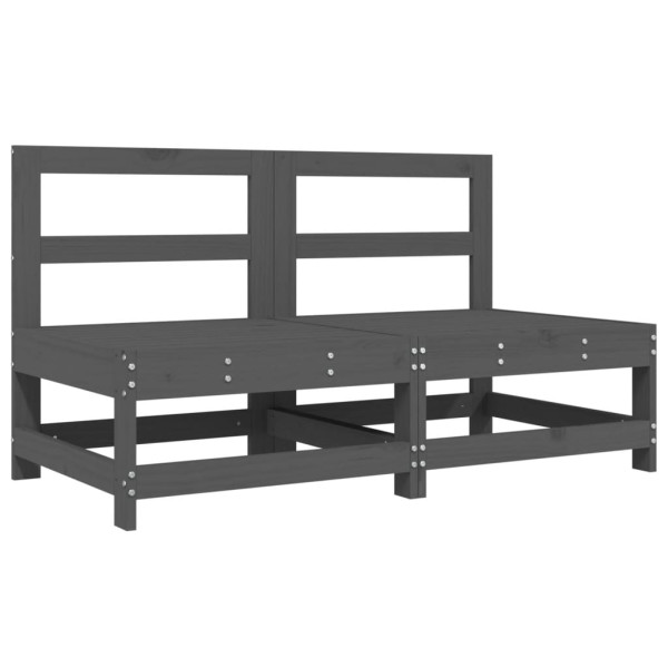 Sofás de centro para jardim 2 pcs madeira pinho maciça cinzento M 2
