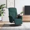 Sillón reclinable masaje con reposapiés terciopelo verde oscuro 1