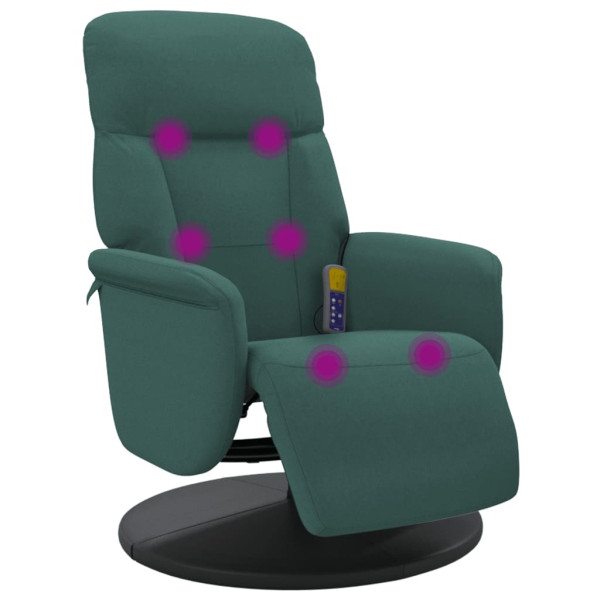 Sillón reclinable masaje con reposapiés terciopelo verde oscuro M 2