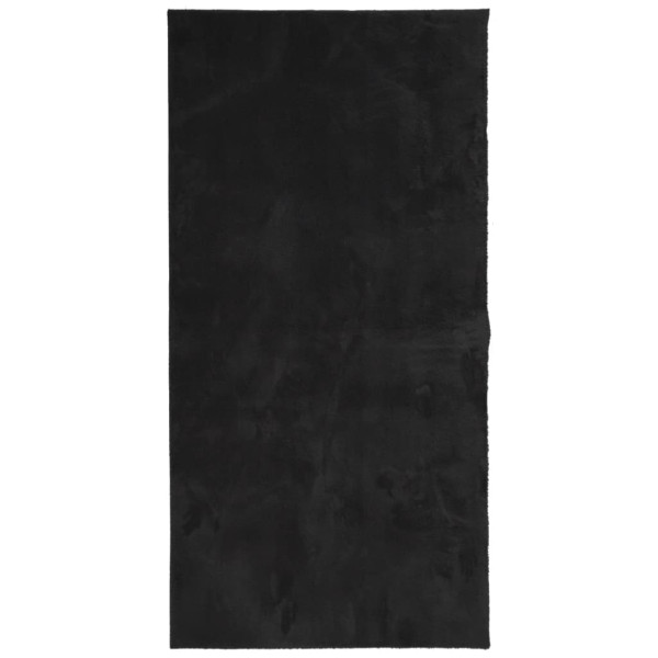Alfombra de pelo corto suave lavable HUARTE negro 100x200 cm M 2