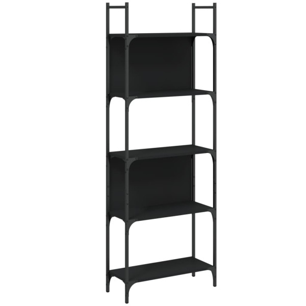 Librería de 5 estantes madera ingeniería negro 60.5x24x166.5 cm M 2