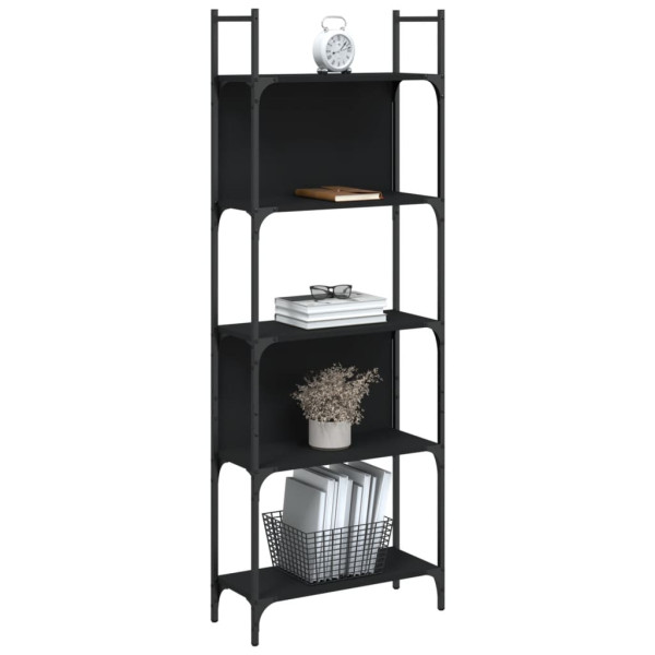 Librería de 5 estantes madera ingeniería negro 60.5x24x166.5 cm M 4