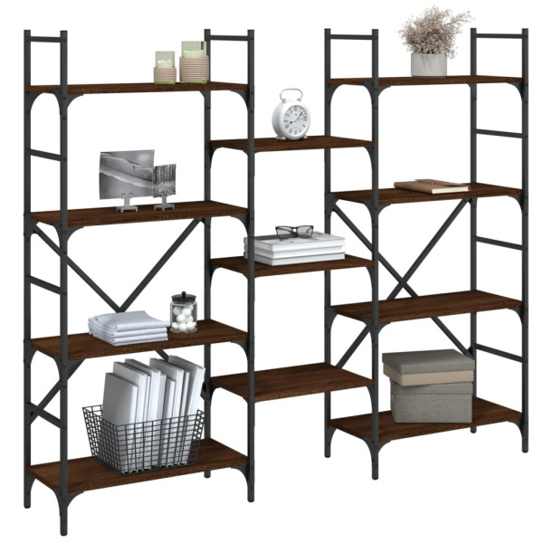 Estantería madera de ingeniería roble marrón 160x28.5x136.5 cm M 4