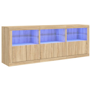 Aparador com luzes LED 181.5x37x67 cm carvalho sonoma H
