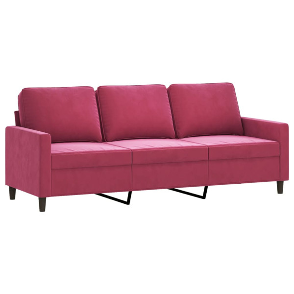 Sofá de 3 lugares veludo 180 cm vermelho tinto M 2
