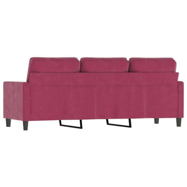 Sofá de 3 lugares veludo 180 cm vermelho tinto M 5