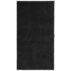 Tapete de cabelo curto suave e lavável HUARTE preto 60x110 cm H