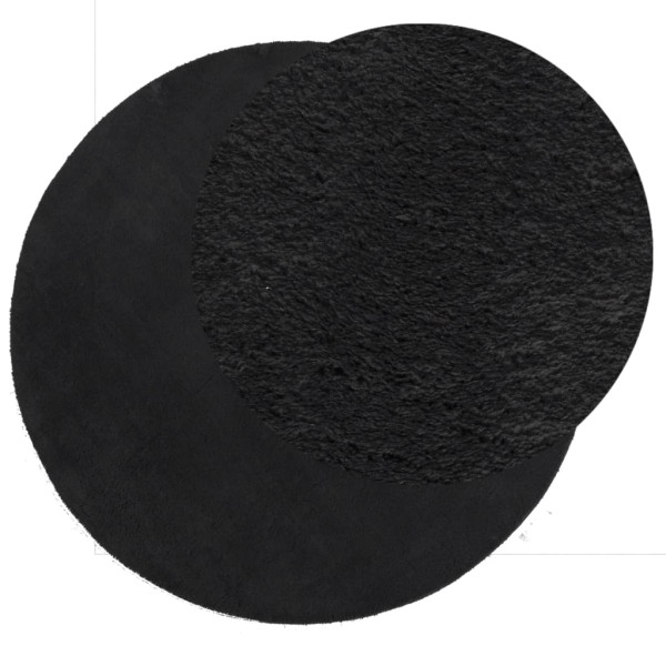 Tapete de cabelo curto suave e lavável HUARTE preto Ø 80 cm M 3