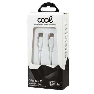 Cable USB Compatible COOL Universal TIPO-C a TIPO-C (1 metro) Blanco 3 Amp H
