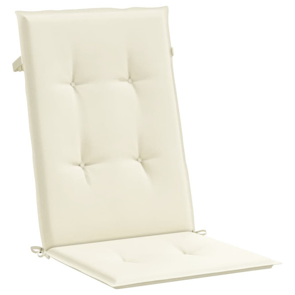 Cojín silla de jardín respaldo alto 2 uds tela crema 120x50x3cm M 4