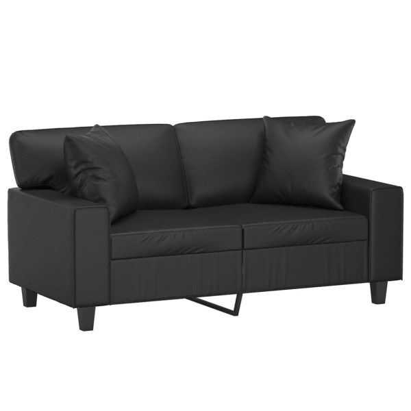 Sofá 2 lugares + almofadas decorativas 120cm couro artif. preto M 3