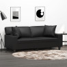 Sofá 2 lugares + almofadas decoração 140 cm couro artif. preto 1