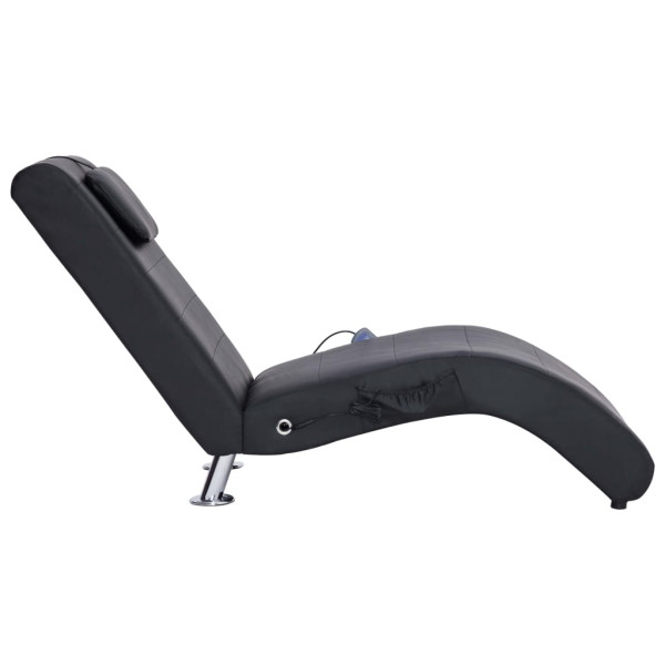 Chaise longue de massagem c/ almofada couro artificial preto M 4