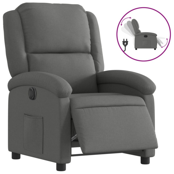 Sillón reclinable eléctrico de tela gris oscuro M 2
