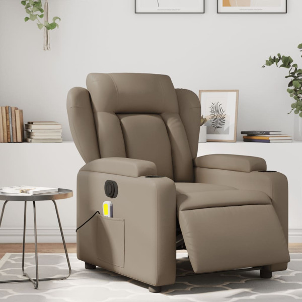 Sillón reclinable de masaje eléctrico cuero sintético capuchino D