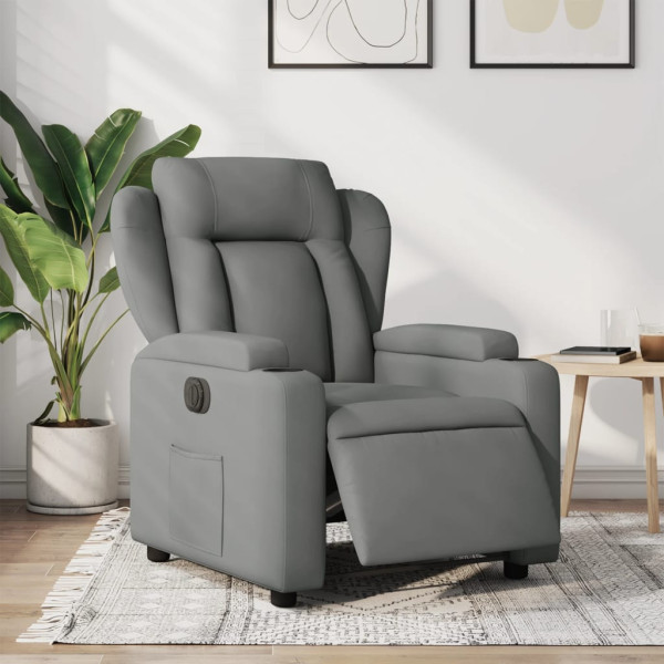 Sillón reclinable eléctrico de tela gris oscuro D