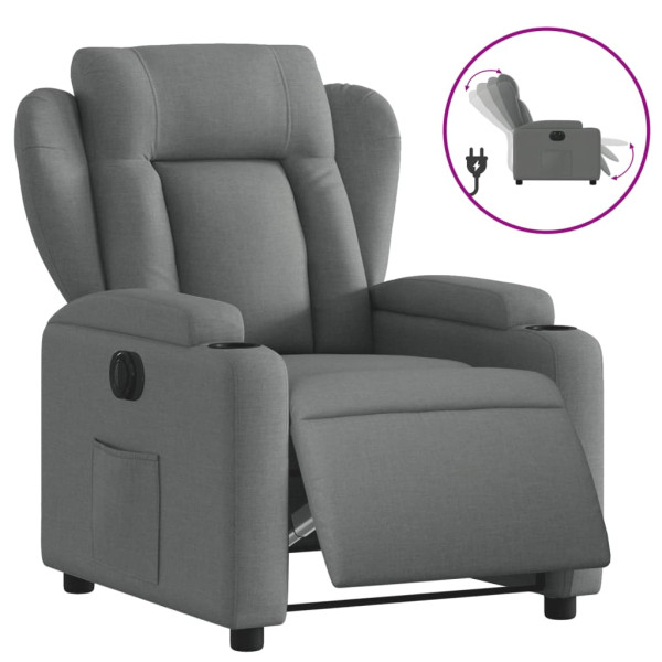 Sillón reclinable eléctrico de tela gris oscuro M 2