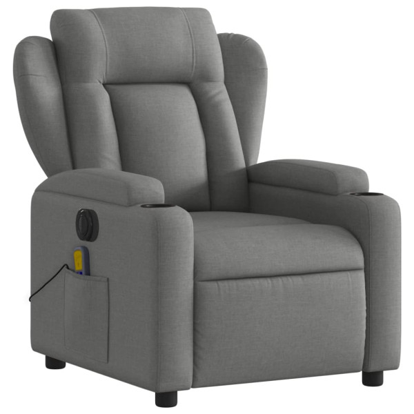 Sillón reclinable de masaje eléctrico tela gris oscuro M 3