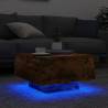 Mesa de centro con luces LED roble ahumado 55x55x31 cm 4