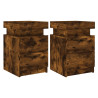 Mesas noturnas com luzes LED de 2 polegadas de carvalho fumado 35x39x55 cm 2