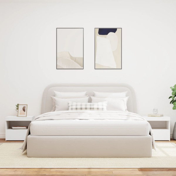 Mesitas de noche con luces LED 2 unidades blanco 50x40x45 cm M 4