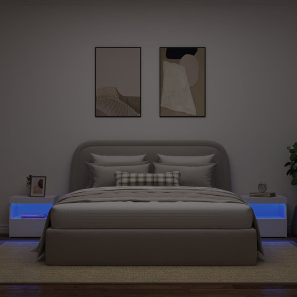 Mesitas de noche con luces LED 2 unidades blanco 50x40x45 cm M 5