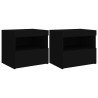 Mesitas de noche con luces LED 2 unidades negro 50x40x45 cm 2