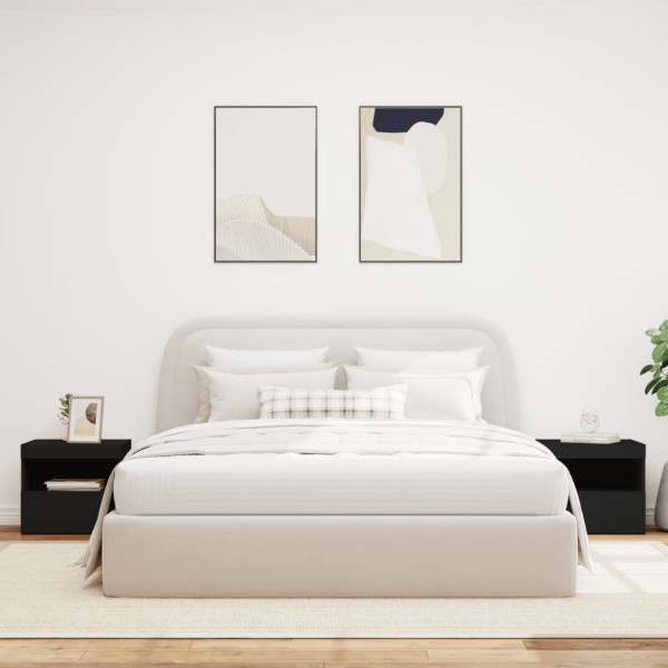 Mesitas de noche con luces LED 2 unidades negro 50x40x45 cm M 4