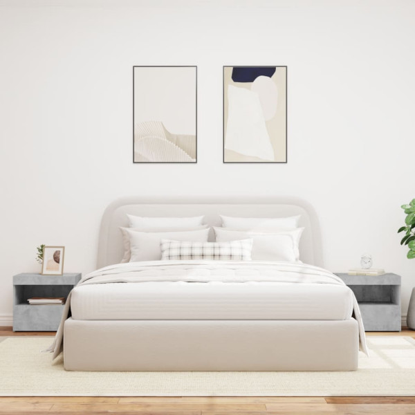 Mesas cabeceira c/ luzes LED 2 pcs 50x40x45 cm cinza-cimento M 3