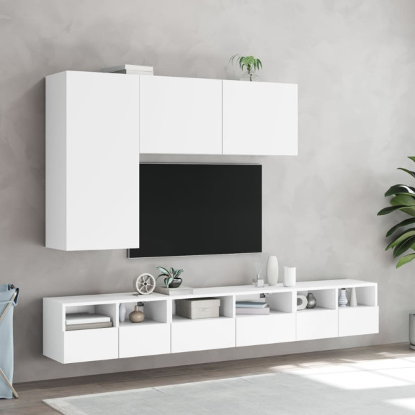 Móveis de parede p/ TV 2pcs 60x30x30cm derivados madeira branco M 4