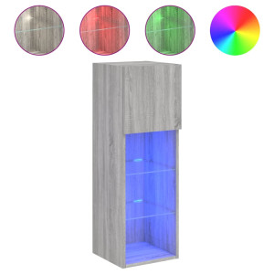 Móveis para TV com luzes LED cinza Sonoma 30.5x30x90 cm H