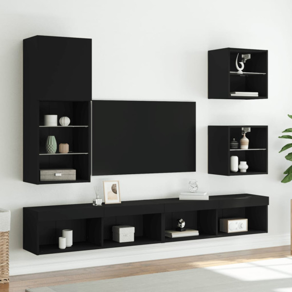 Mueble para TV con luces LED negro 40.5x30x102 cm M 3