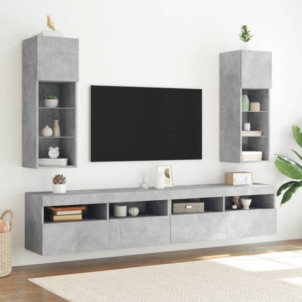 Mueble para TV con luces LED gris hormigón 30.5x30x90 cm M 3