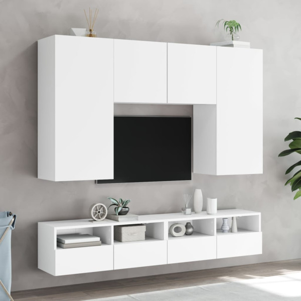Móvel parede p/ TV 2 pcs 100x30x30 cm derivados madeira branco M 4