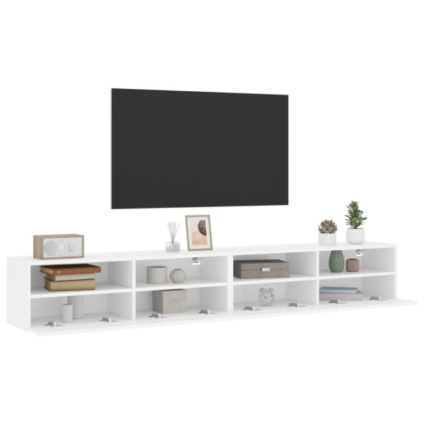 Muebles de pared TV 2 uds madera ingeniería blanco 100x30x30 cm M 5