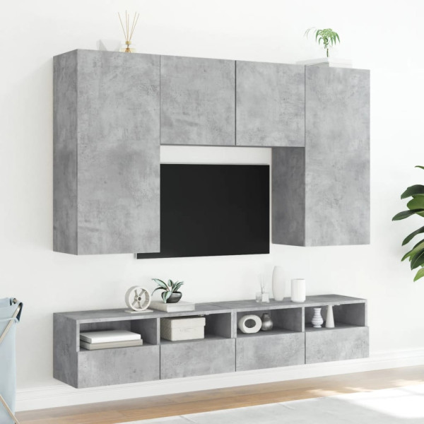 Mueble de pared TV madera ingeniería gris hormigón 100x30x30 cm M 4