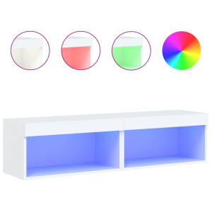 Móveis de TV com luzes LED 2 pcs 60x30x30 cm branco H