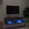 Mueble para TV con luces LED roble ahumado 100x30x30 cm 3