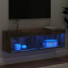 Mueble para TV con luces LED roble ahumado 100x30x30 cm 4