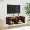 Mueble para TV con luces LED roble ahumado 80x30x30 cm 5