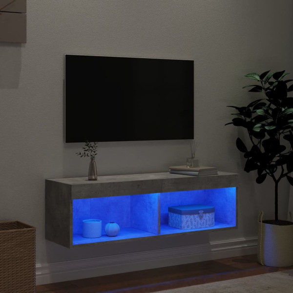 Mueble para TV con luces LED gris hormigón 100x30x30 cm M 3