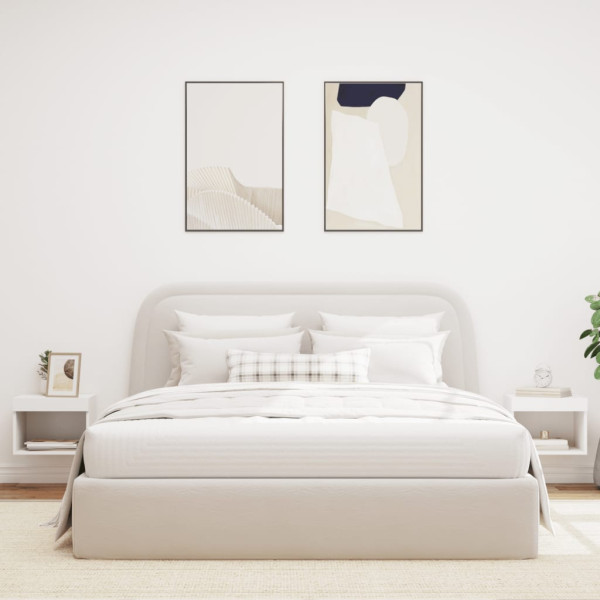 Mesas de cabeceira de parede com luzes LED 2 pcs branco M 3