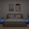 Mesitas de noche de pared con luces LED 2 unidades blanco 4