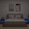 Mesitas de noche de pared con luces LED 2 unidades negro 4