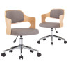 Cadeiras de mesa giratórias 2 s madeira curva tecido cinza taupe 2