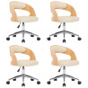 Sillas de comedor giratorias 4 uds madera curvada cuero crema 2