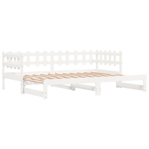 Sofá cama extraíble madera maciza de pino blanco 2x(90x200) cm H