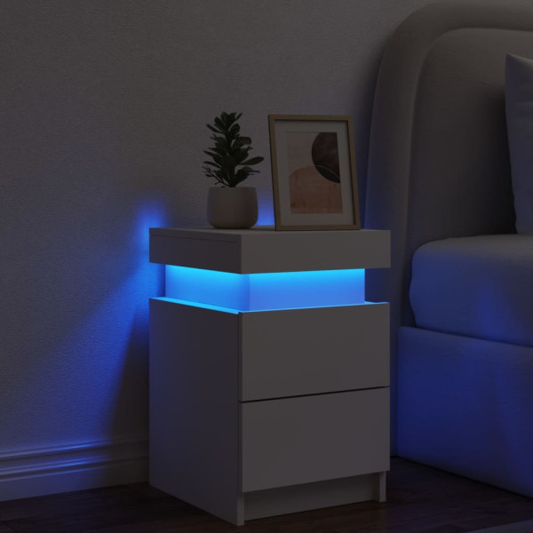 Mesa de cabeceira com luzes LED 35x39x55 cm branco M 5