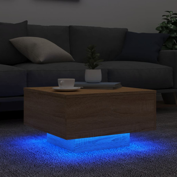 Mesa de centro com luzes LED 55x55x31 cm carvalho sonoma M 4